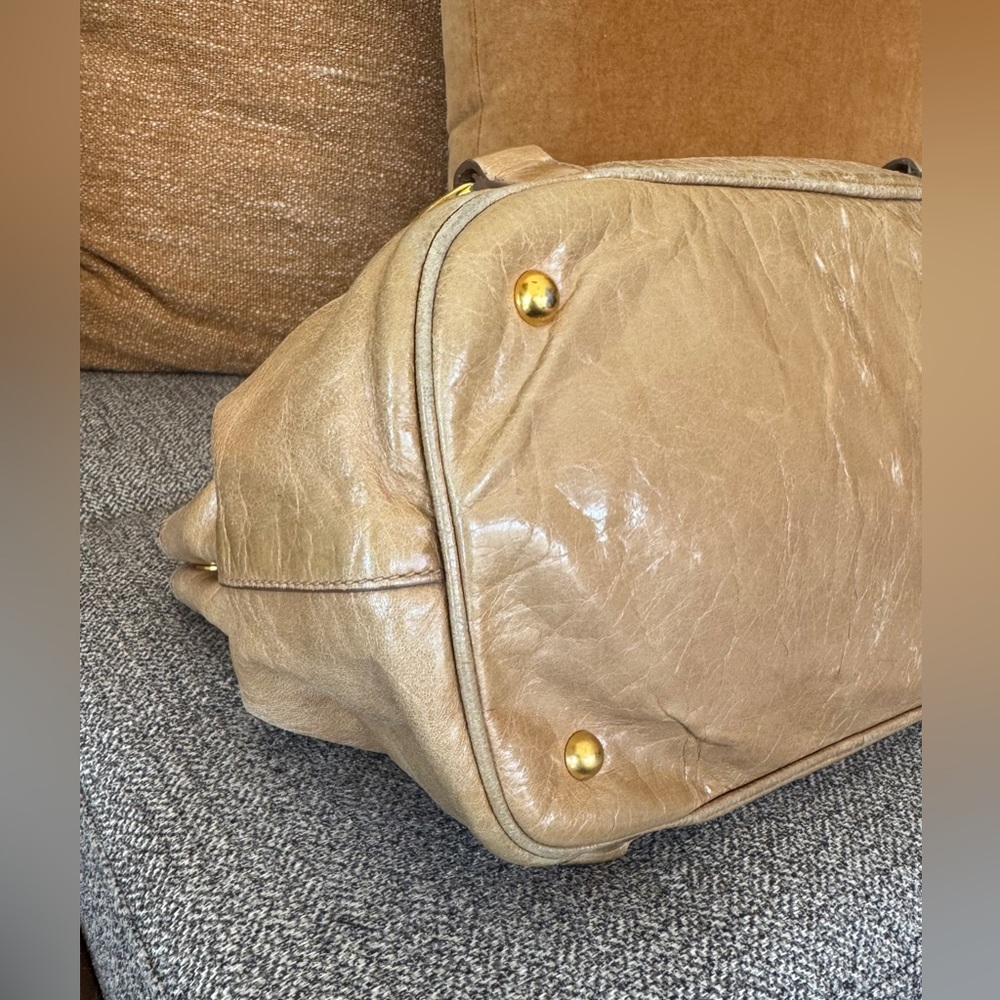 Miu Miu Vitello Lux Tan Leather Satchel with Gold Hardware - Picture 11 of 17